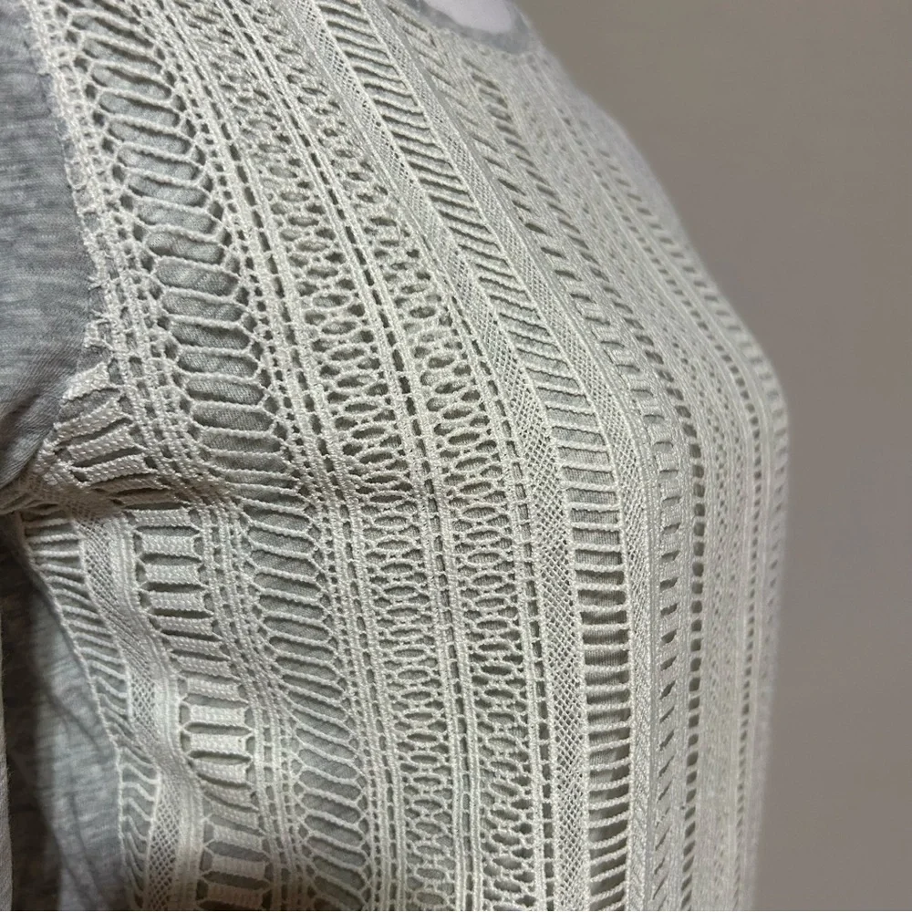 J. Crew gray cotton long sleeve top with lace details small